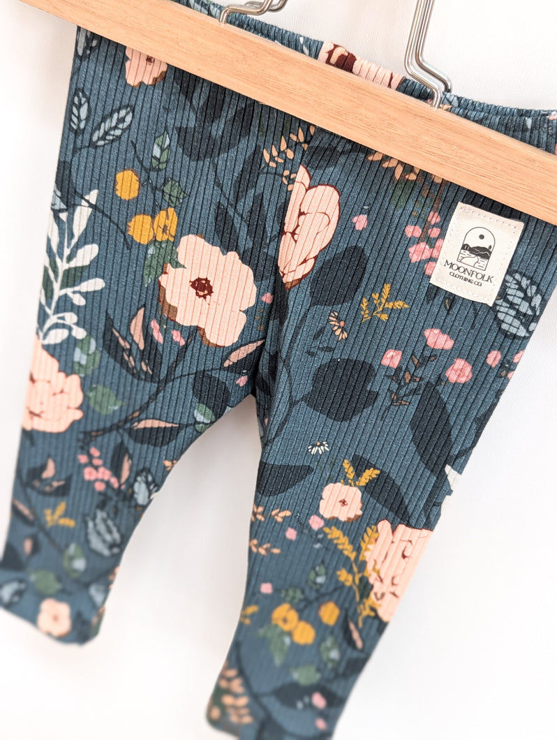 Evening Floral Ribbed Leggings