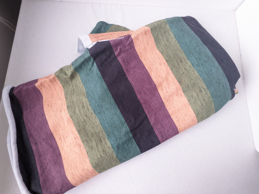 Fabric Hens- purple/green stripe- CFT- 1/2m at smallest